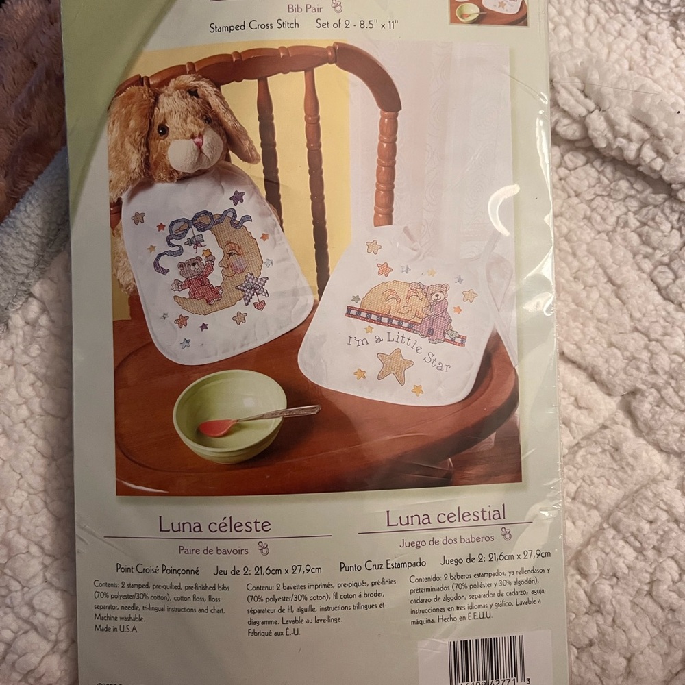 Baby bib cross stitch kit